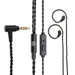 Signature Acoustics Fe-Connect with Mic 0.75/0.78mm 2 Pins Audiophile Headphone Cable Extension  | 4 core cable with microphone | 3.5mm Gold Plated L-shape Audio Jack | Black